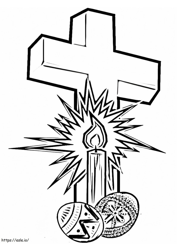 Easter Cross With Easter Eggs coloring page