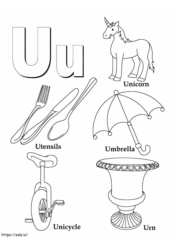 Letter U 1 coloring page