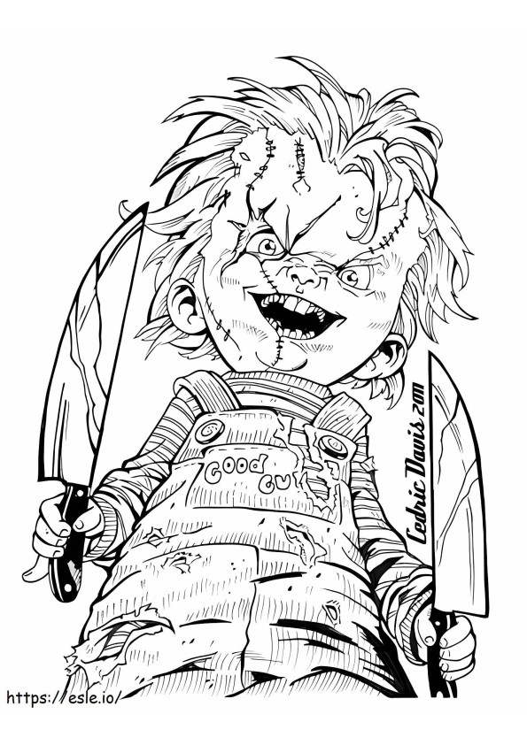 Creepy Doll With Knife coloring page