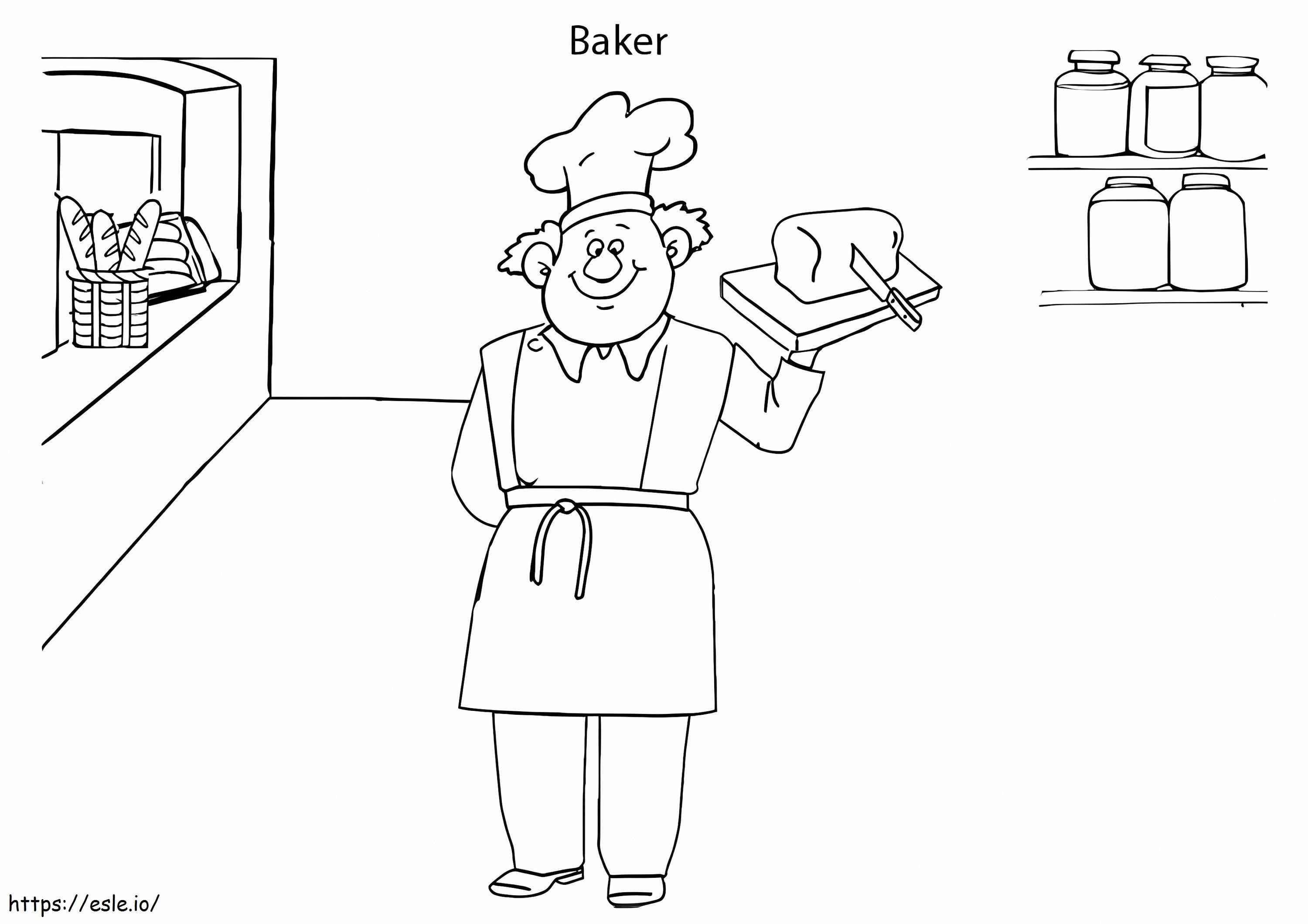 panadero con pan para colorear
