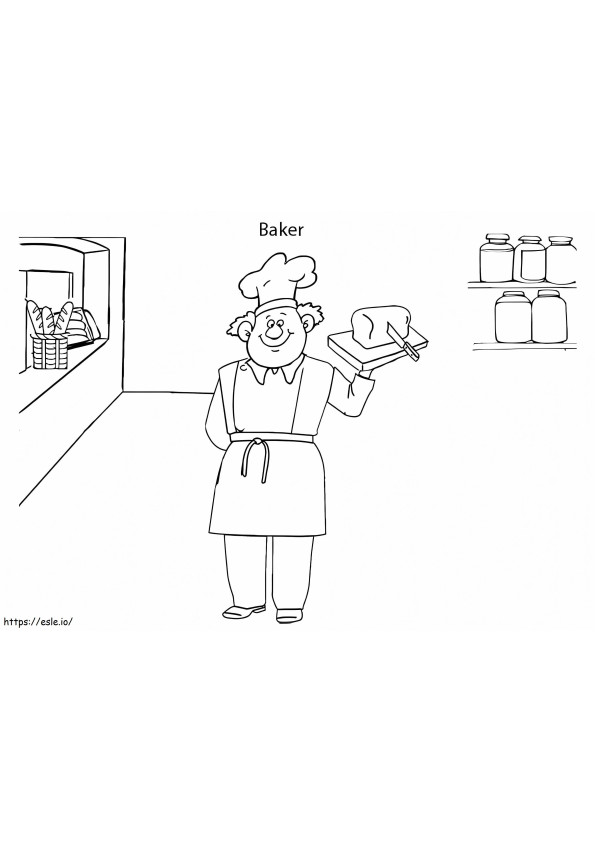 Coloriage Boulanger avec du pain à imprimer dessin