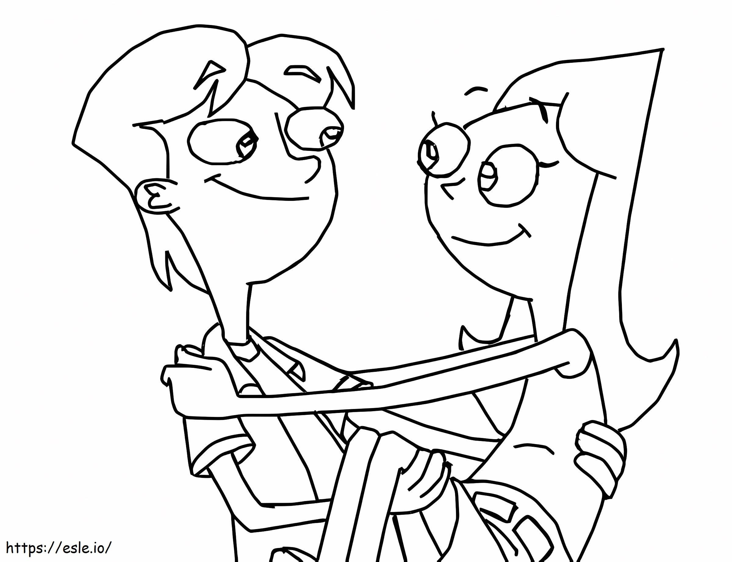 Jeremy Hugging Candace coloring page