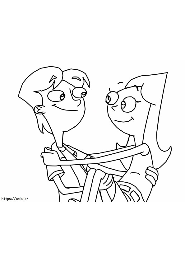 Jeremy Hugging Candace coloring page