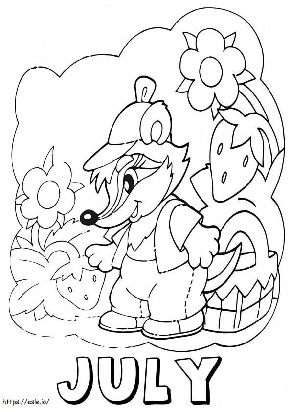 July With Squirrel coloring page