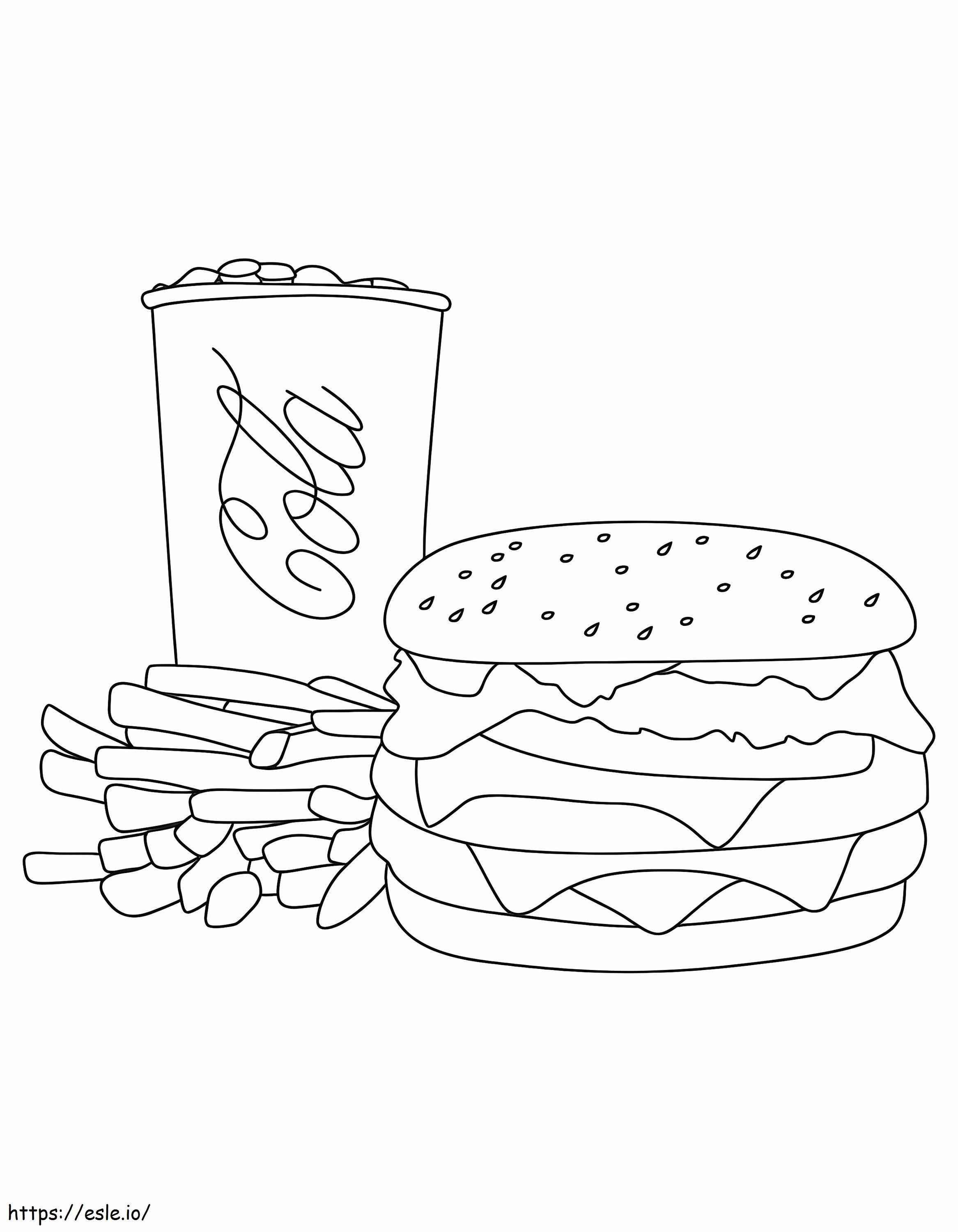 Een voedselcombinatie van McDonald's kleurplaat kleurplaat