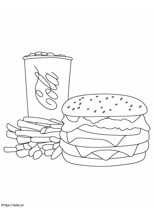 Uma combinação de comida do McDonalds para colorir