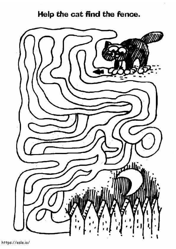 Coloriage Chat avec labyrinthe à imprimer dessin