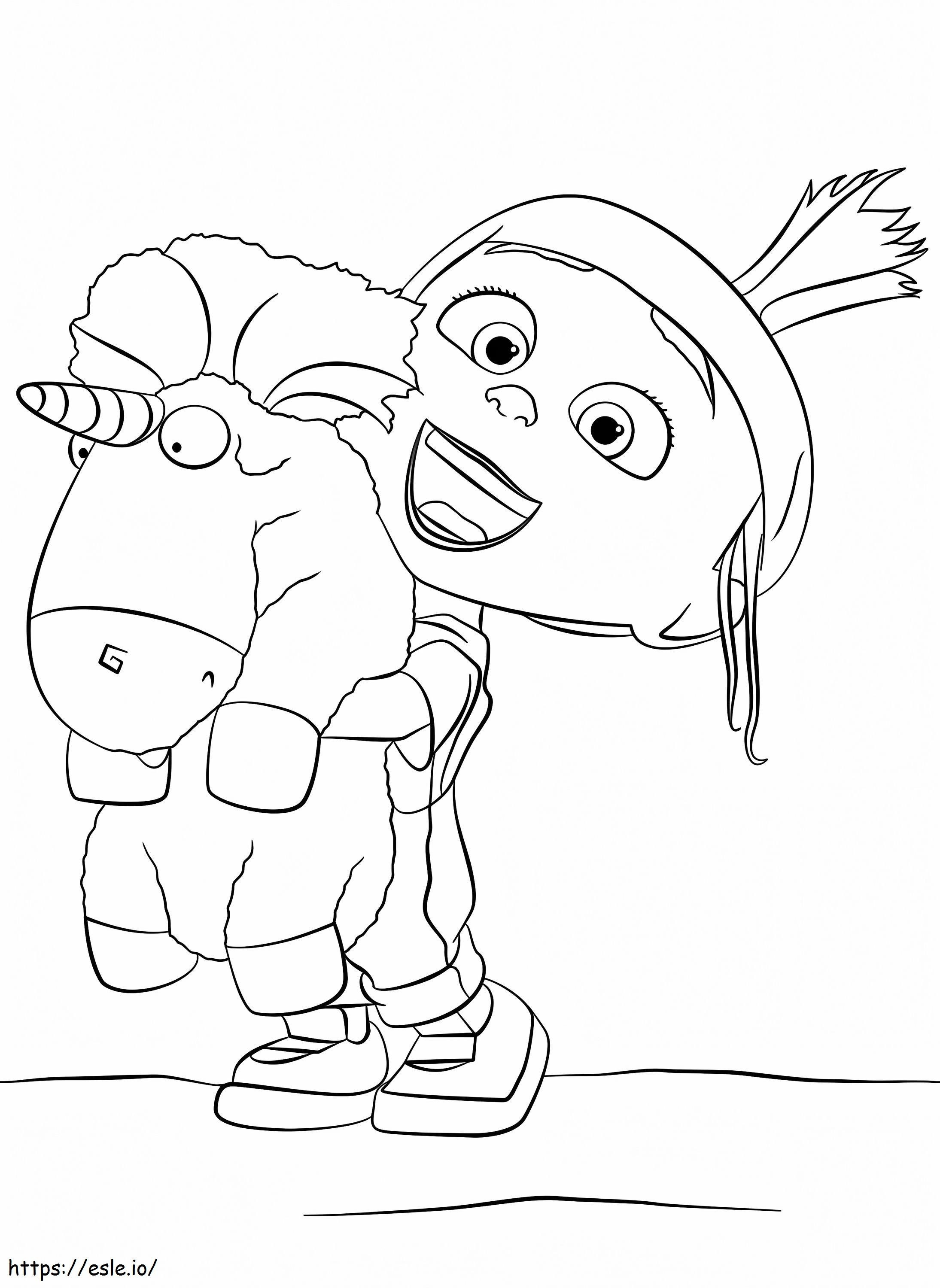 Agnes With Unicorn coloring page