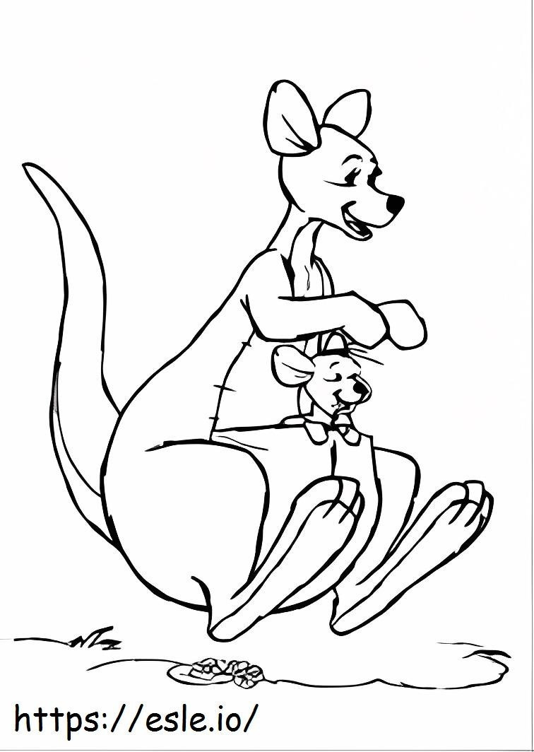 Äiti ja vauva kenguru hyppäämässä värityskuva