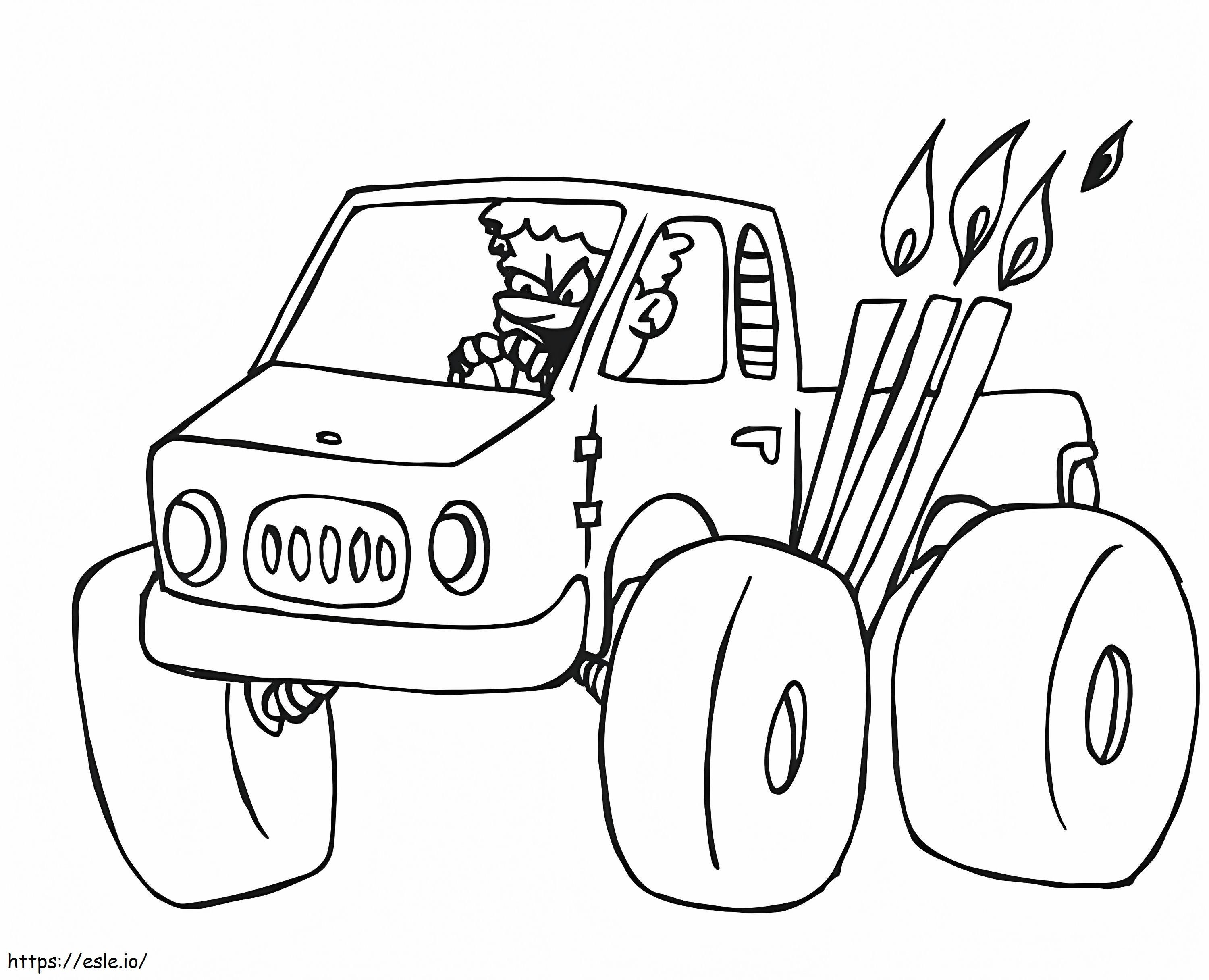 Vihainen Monster Truck Kuljettaja värityskuva