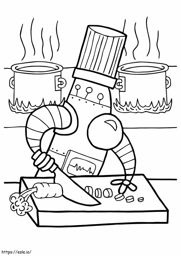  Robô Cozinhando A4 para colorir