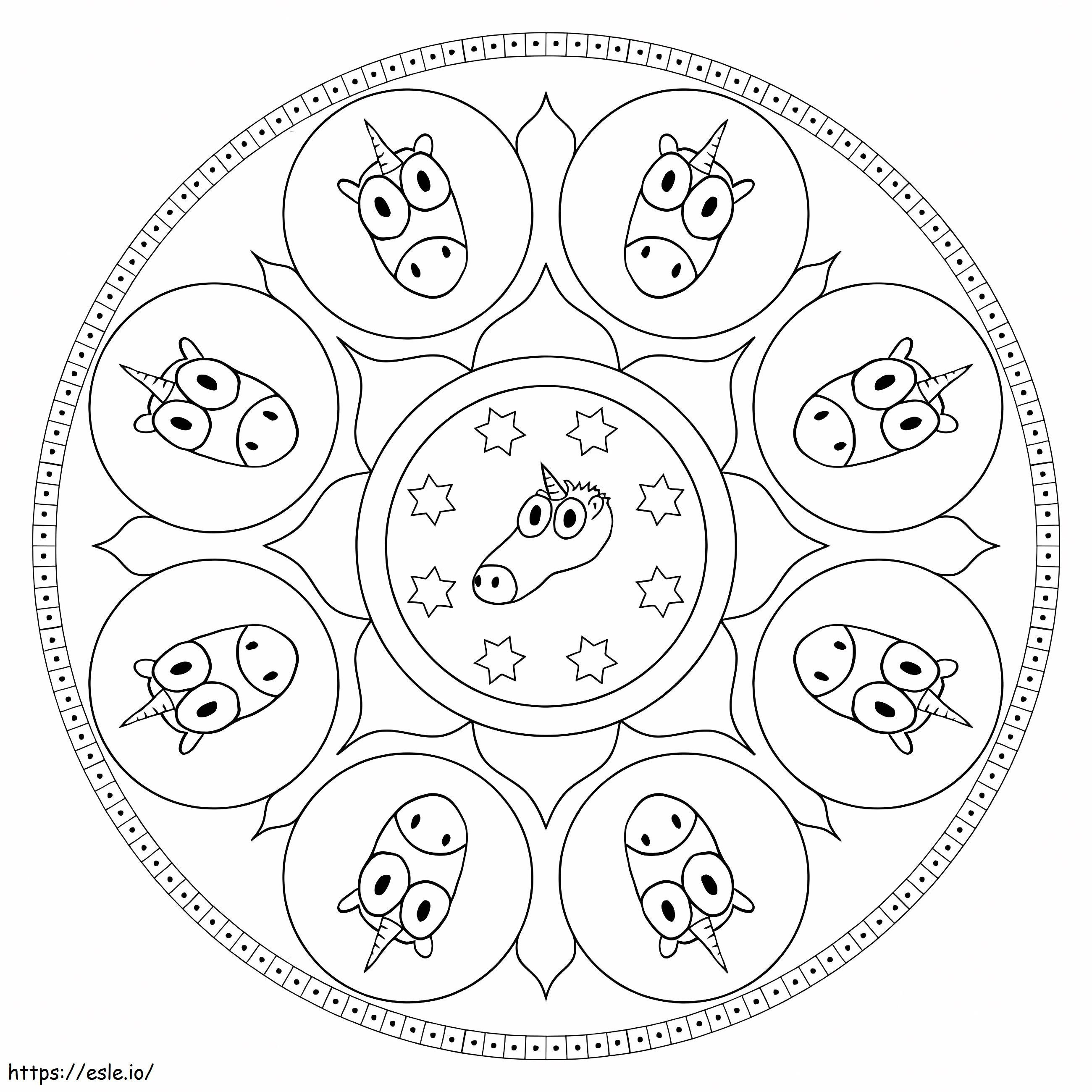 Coloriage Mandala Licorne 11 à imprimer dessin