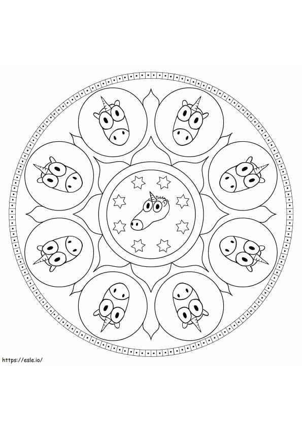 Mandala Unicorn 11 coloring page
