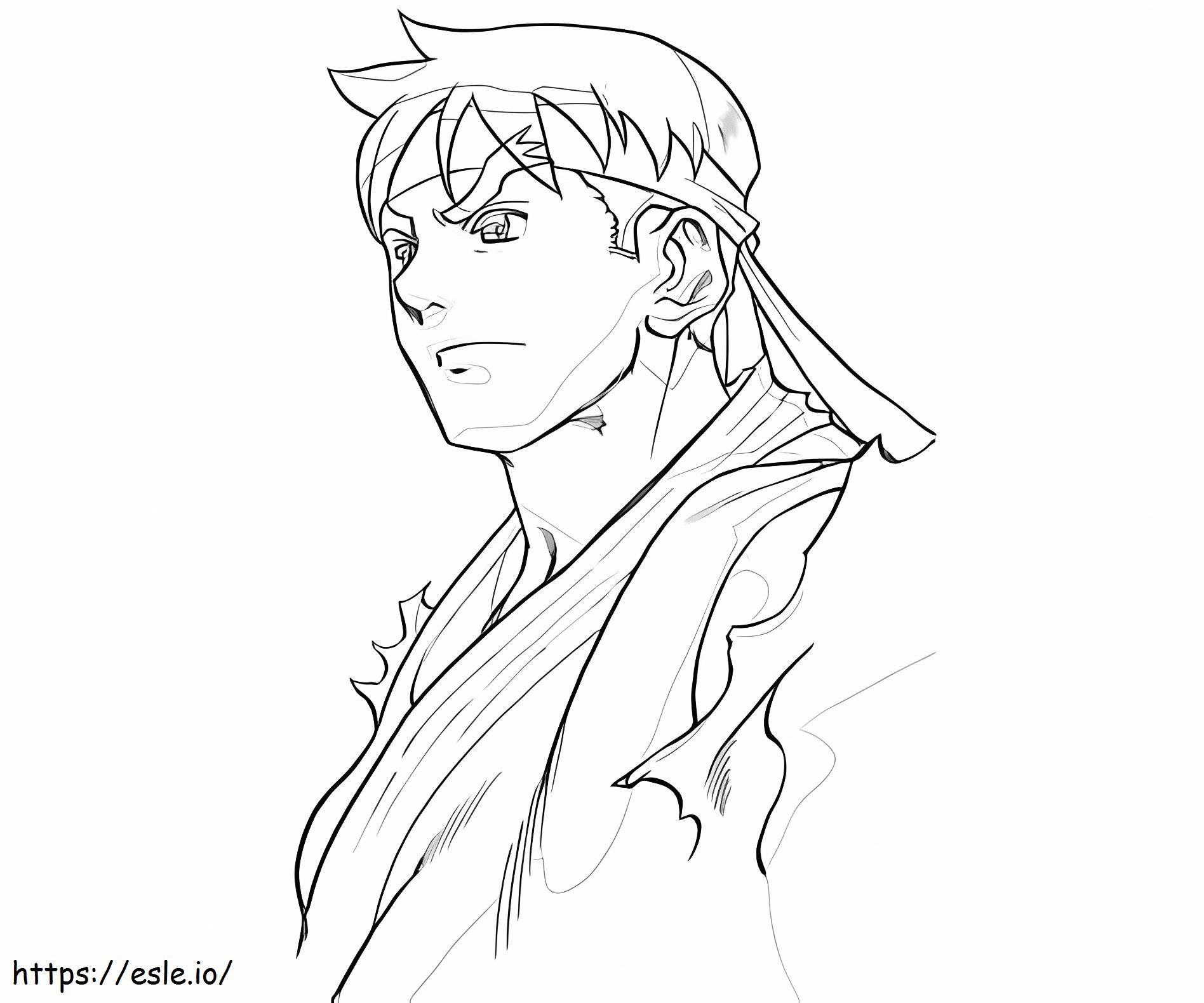 Dibujar a mano Ryu para colorear