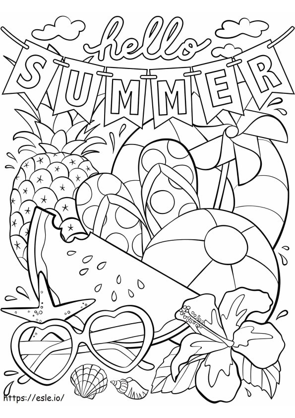 Coloriage  Bonjour l'été A4 à imprimer dessin
