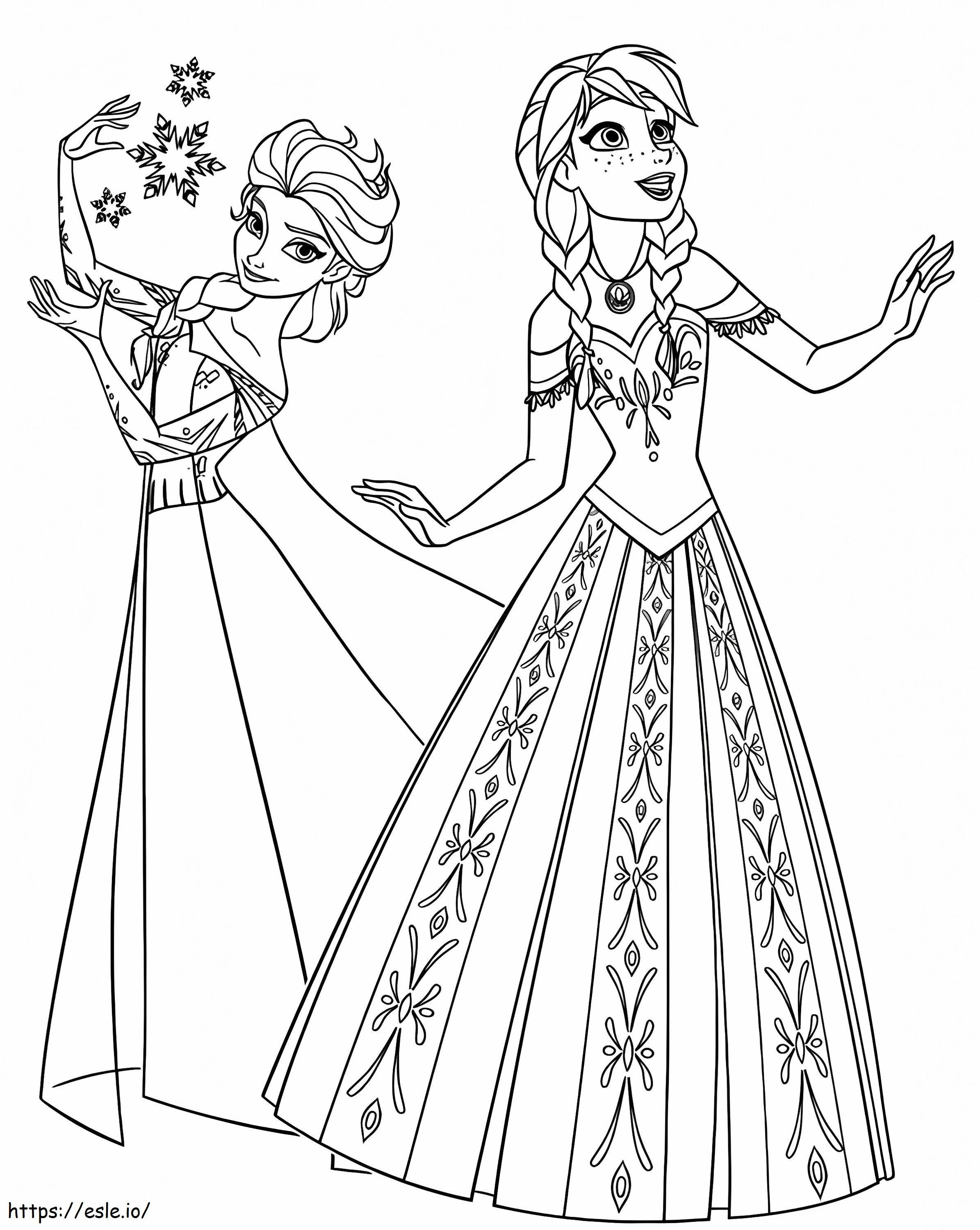 Elsa Anna Dancing And Singing coloring page