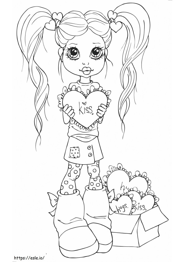 Girl With Valentines coloring page