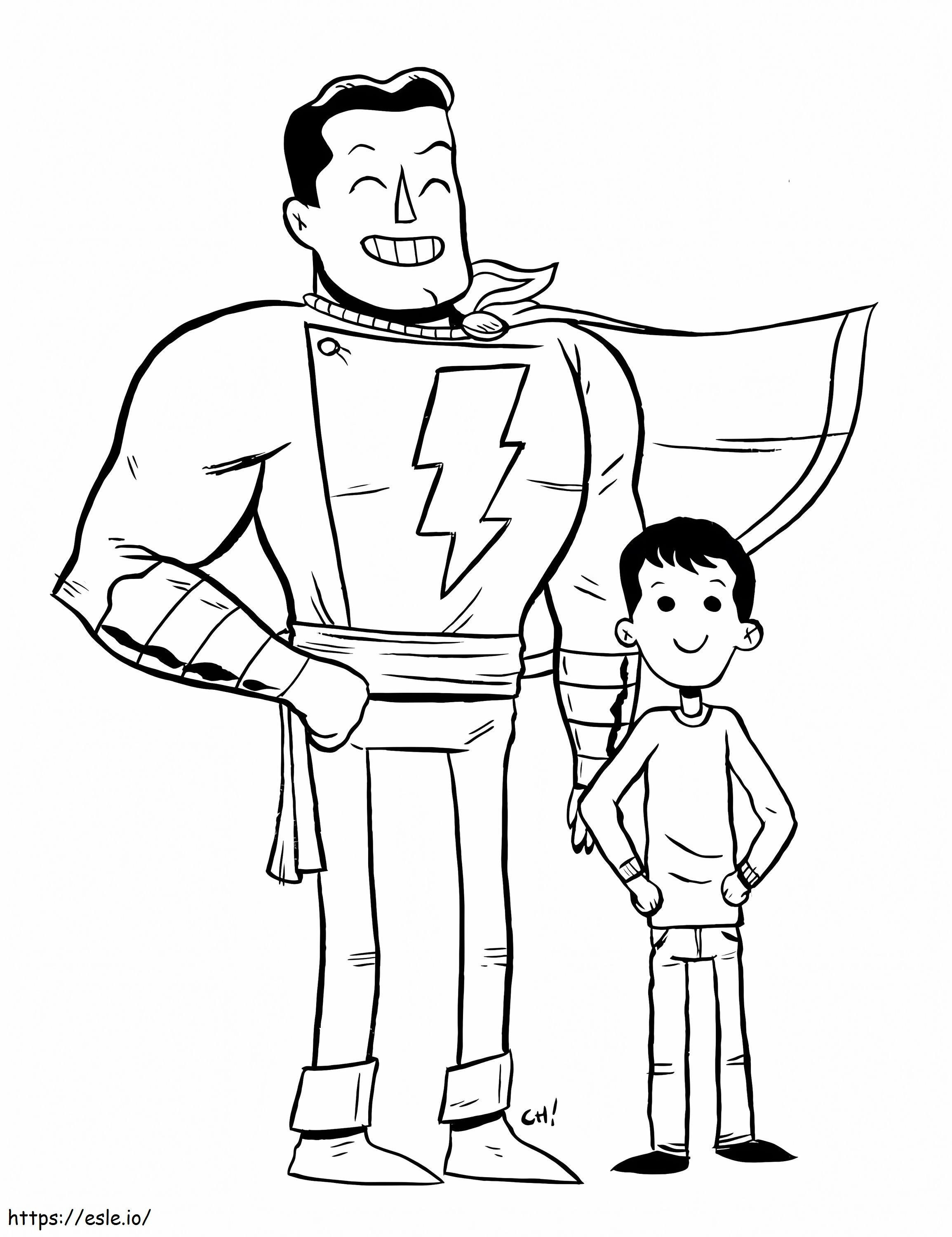 Shazam und Junge ausmalbilder