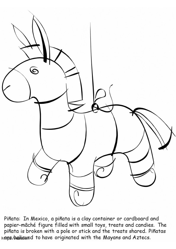 Piñata de caballo con texto para colorear