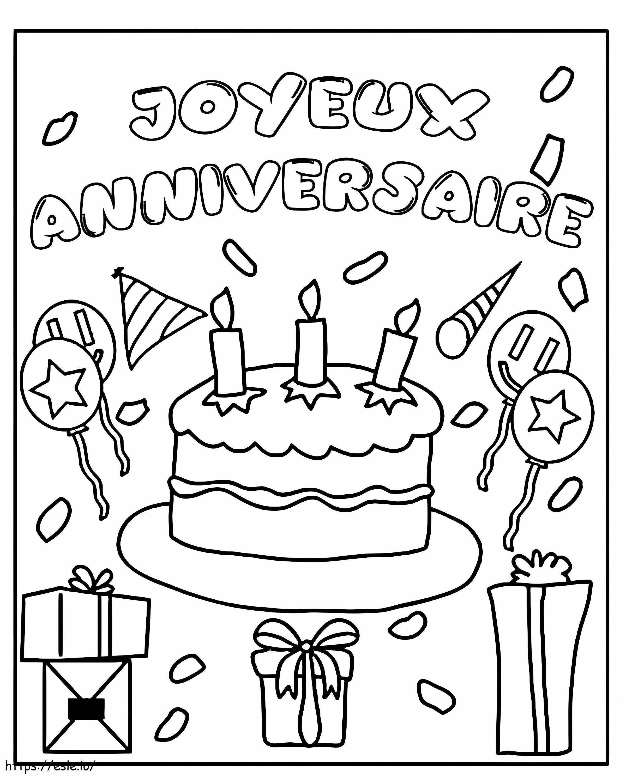 Happy Birthday With A Delicious Cake coloring page