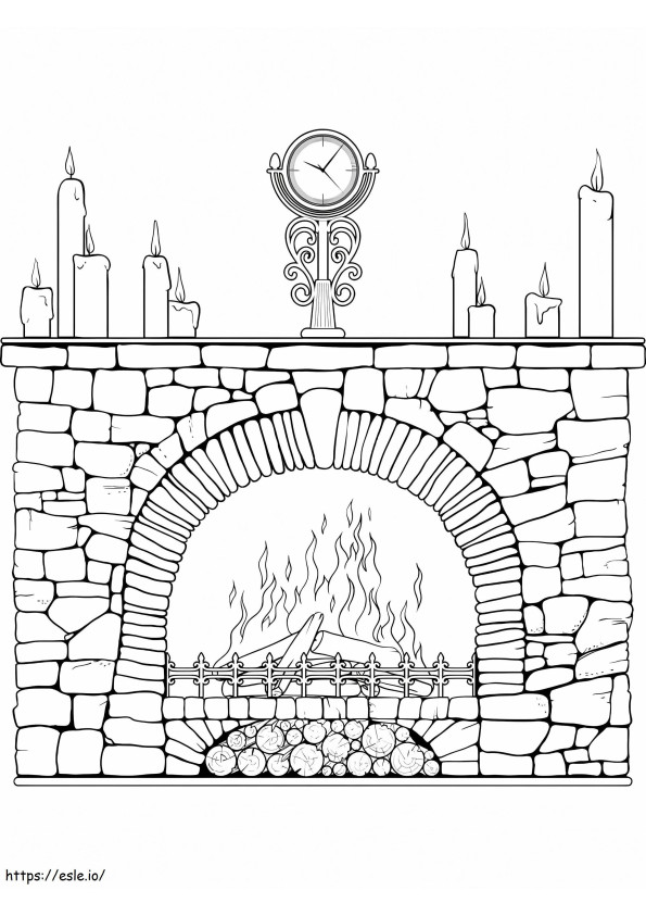 Printable Fireplace coloring page