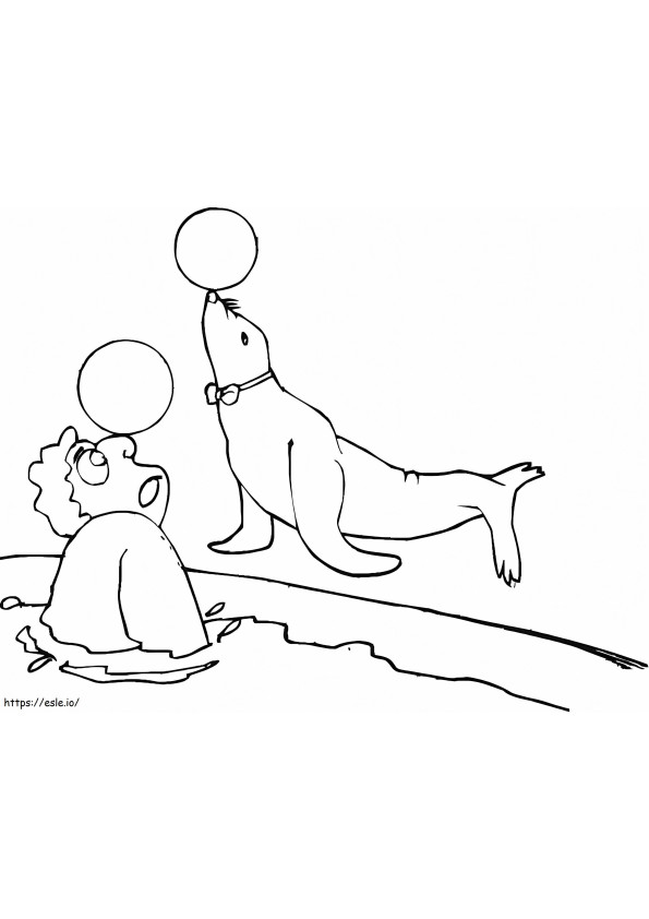 Seal And A Man coloring page