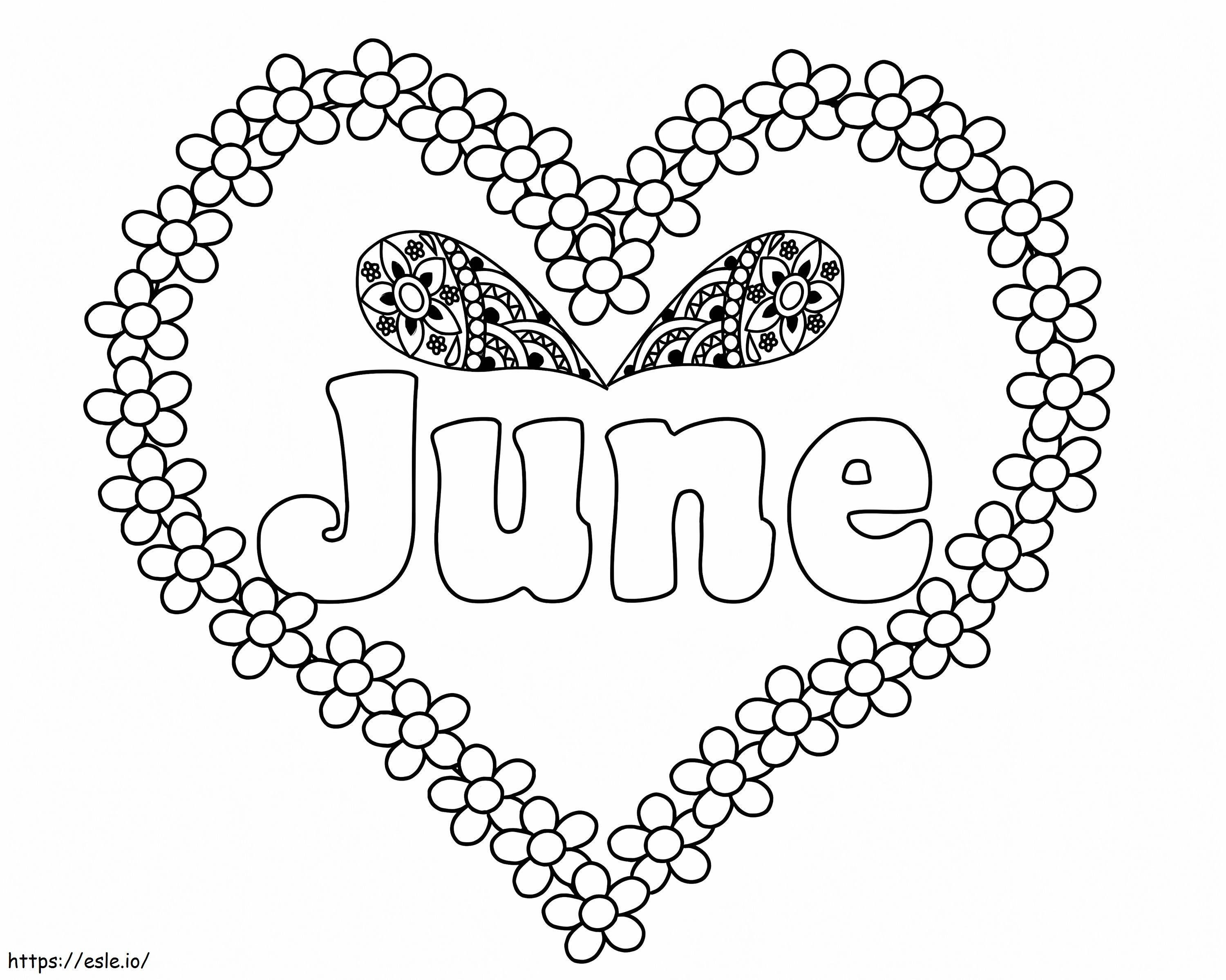 June With Heart coloring page