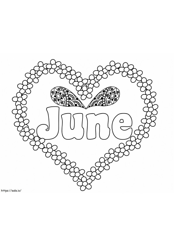 Coloriage Juin avec coeur à imprimer dessin
