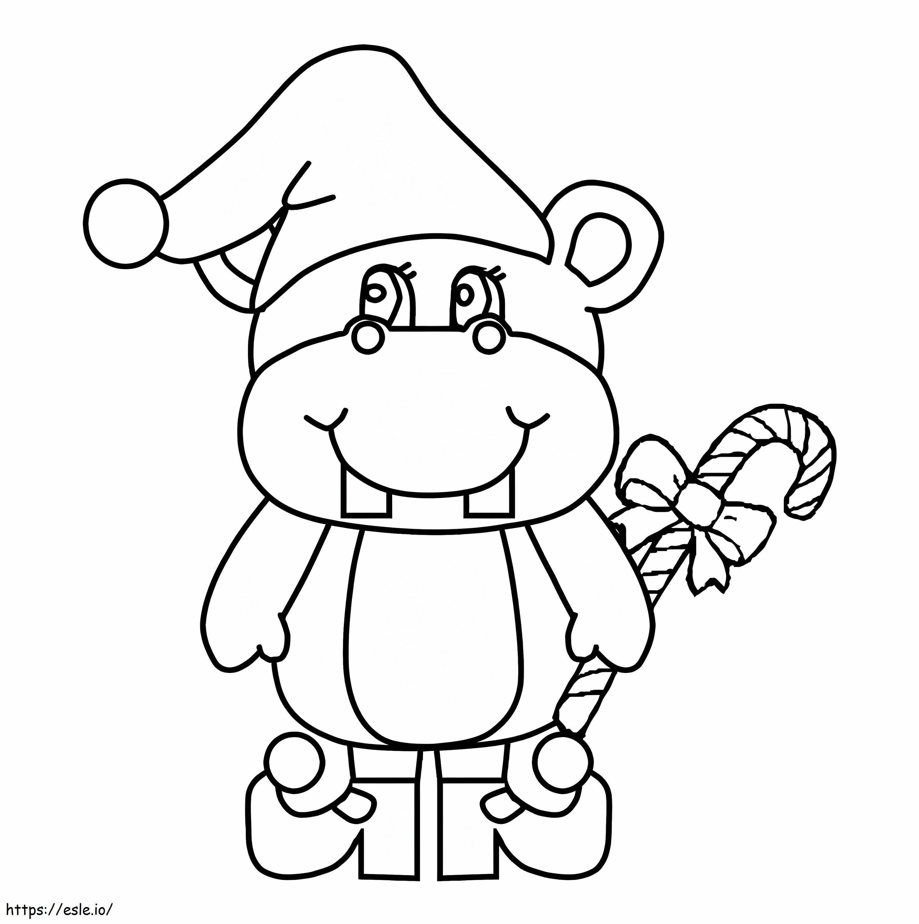 Christmas Hippo coloring page