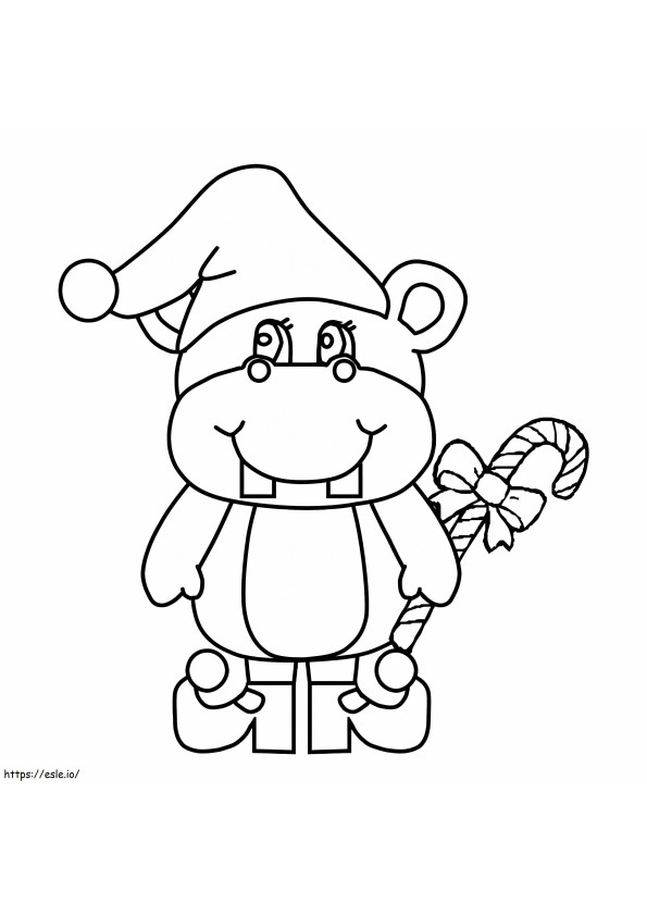 Coloriage Hippopotame de Noël à imprimer dessin