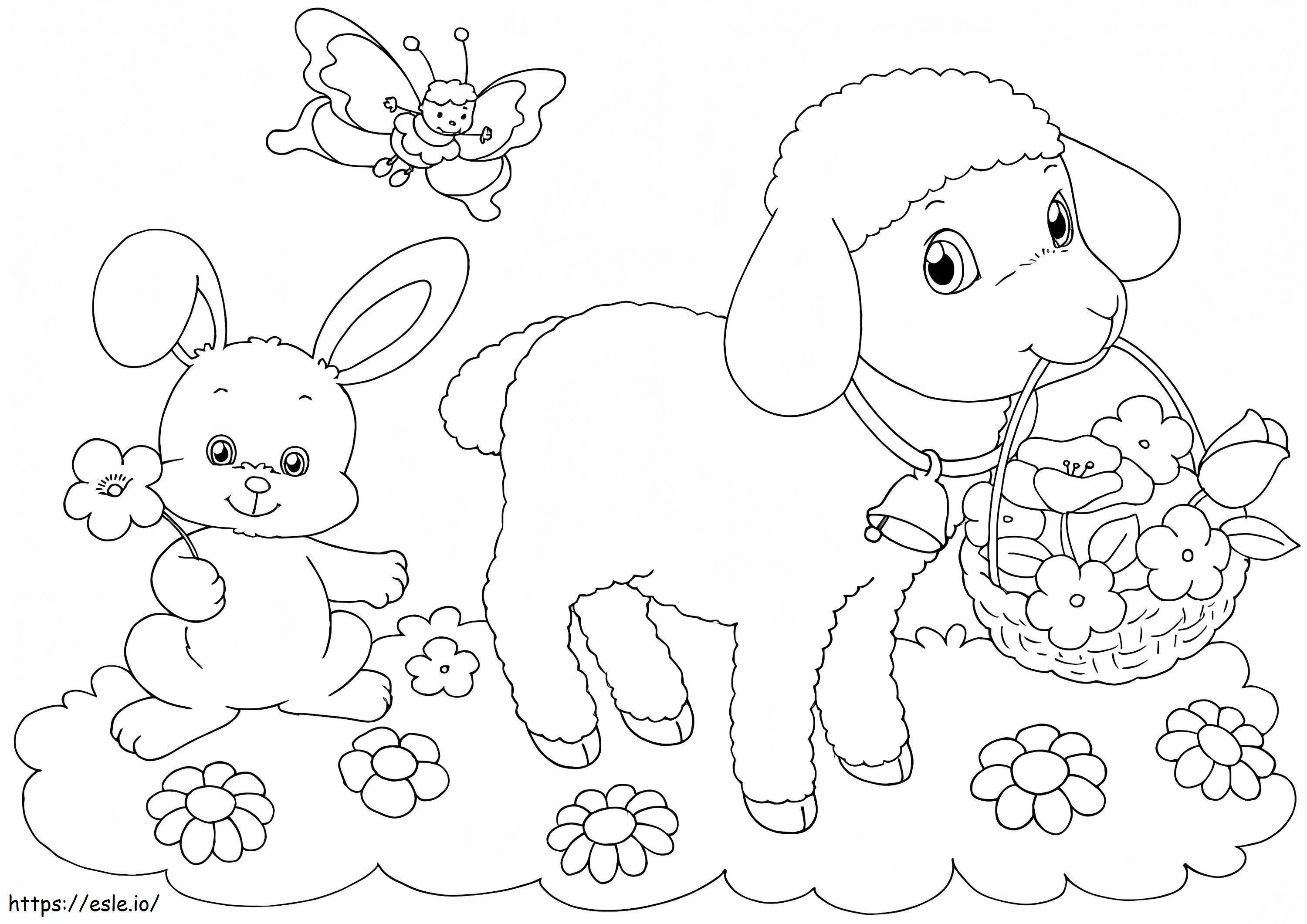 Sheep With Easter Basket coloring page