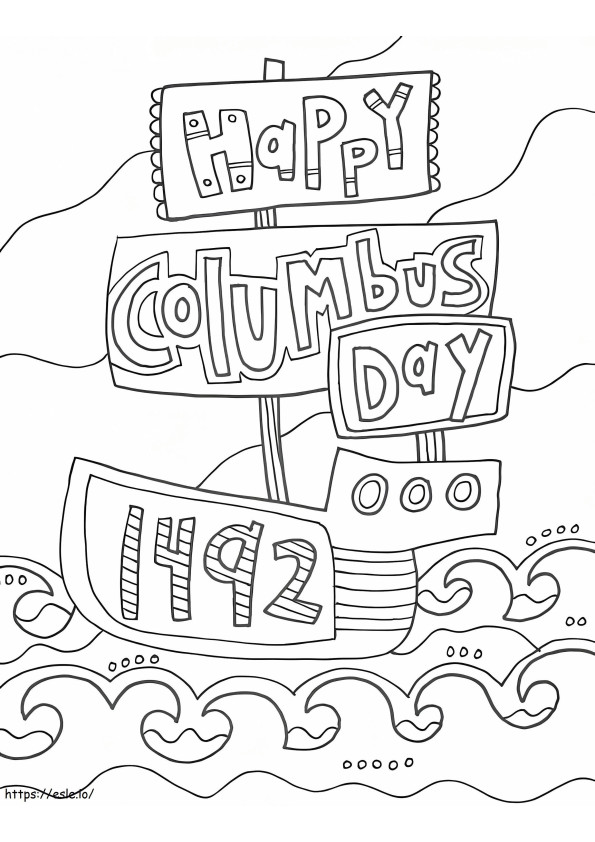Fijne Columbusdag 1 kleurplaat