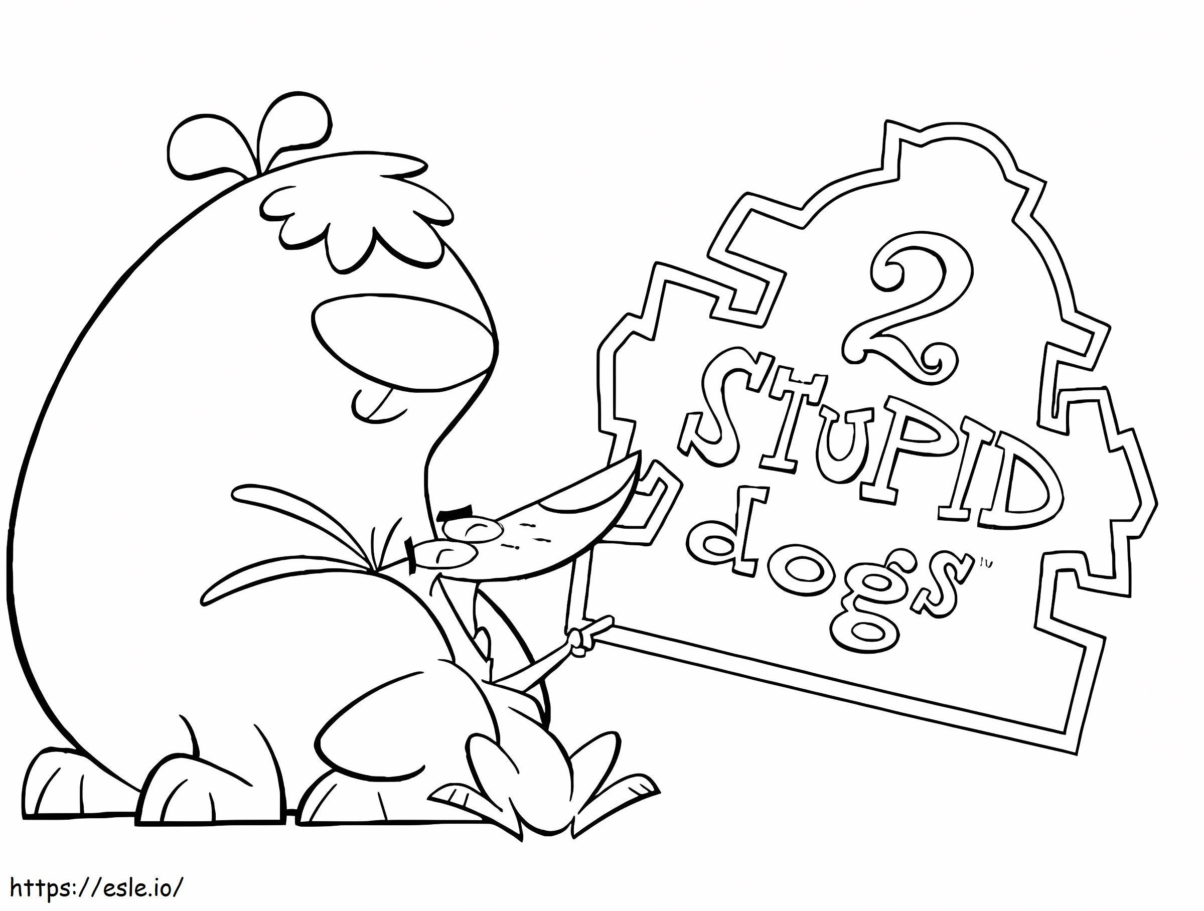  dibujos animados de perros estúpidos para colorear