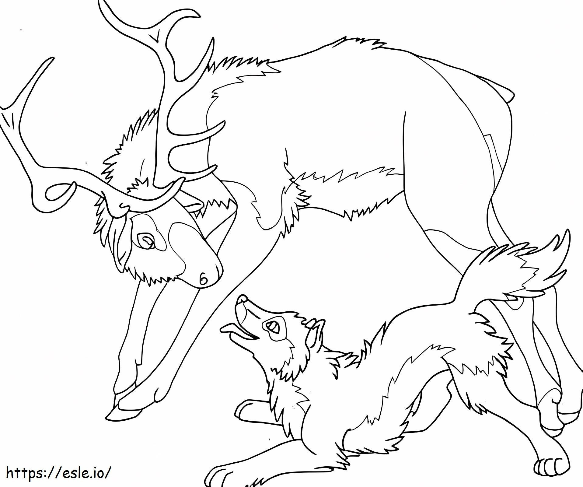 Moose And Wolf coloring page