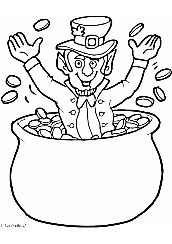 Leprechaun In A Pot Of Gold coloring page