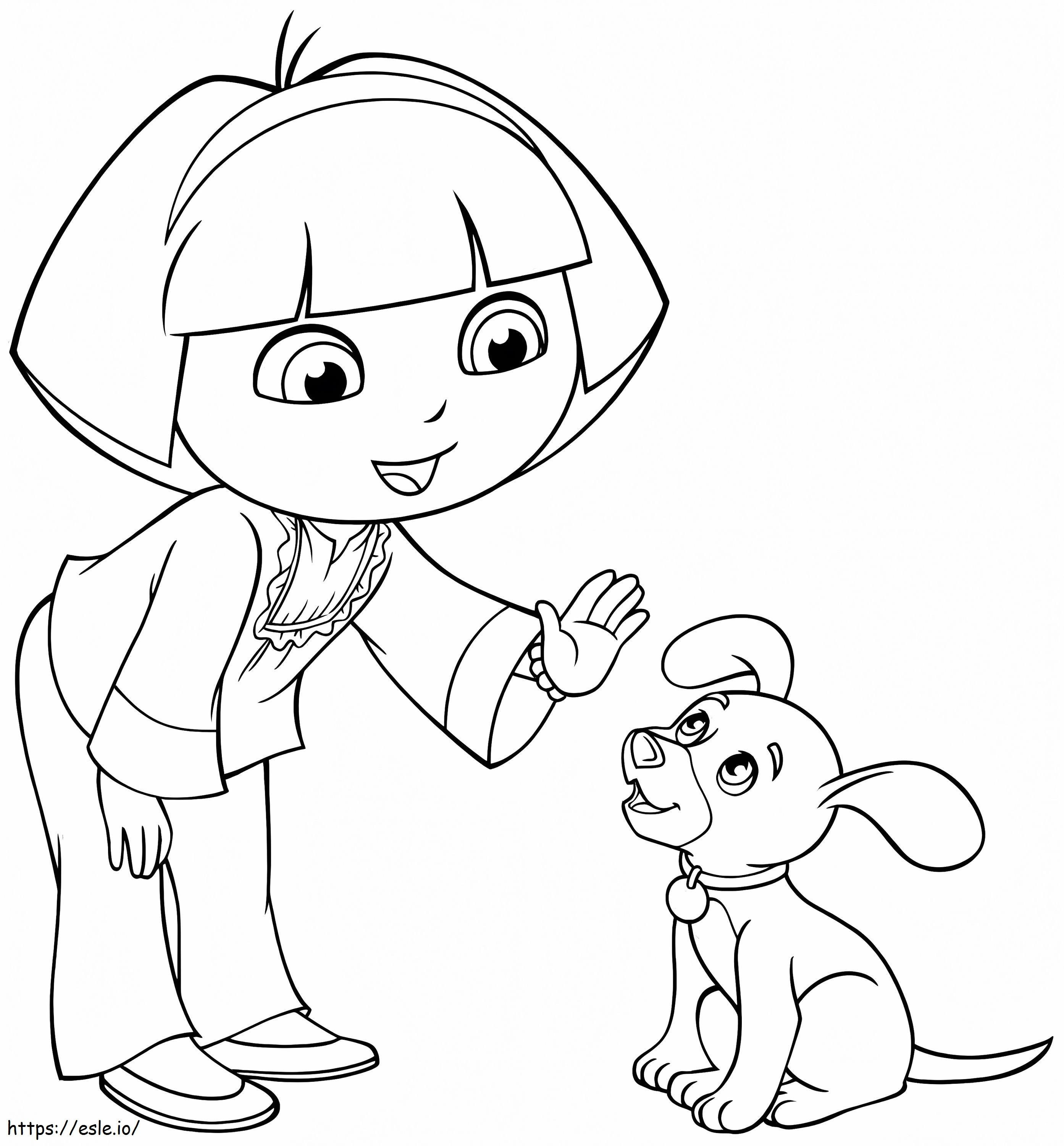 Dora ja pentu värityskuva