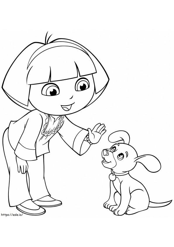 Dora ja pentu värityskuva