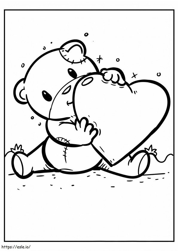 Karhu pitelee sydäntä värityskuva