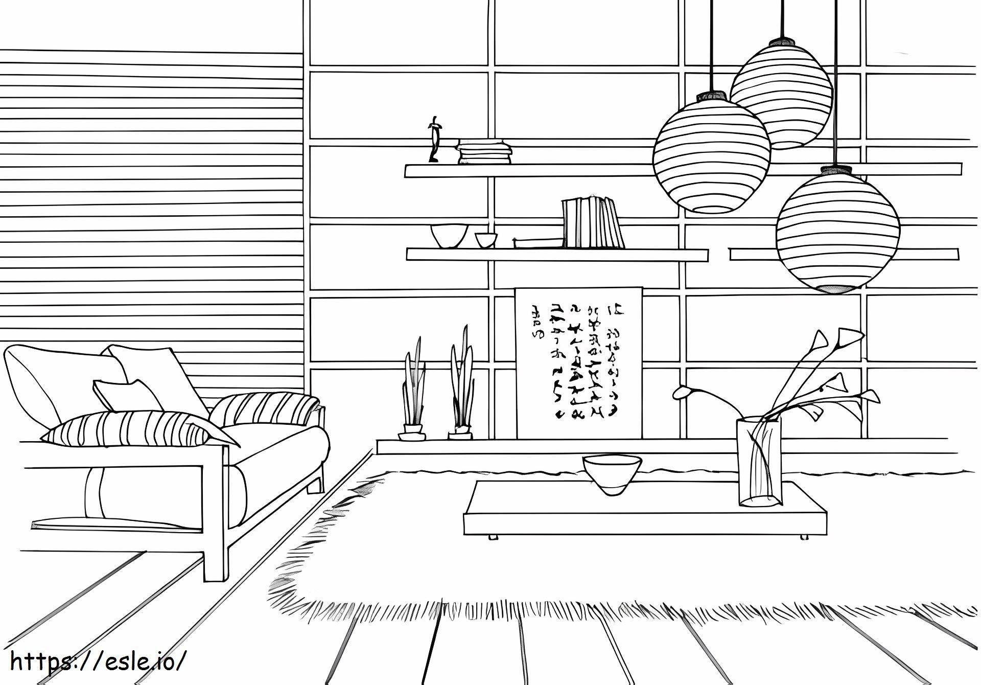 Japanese Style Room coloring page