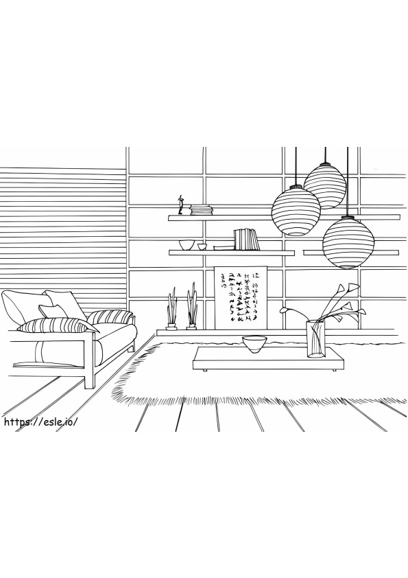Japanese Style Room coloring page