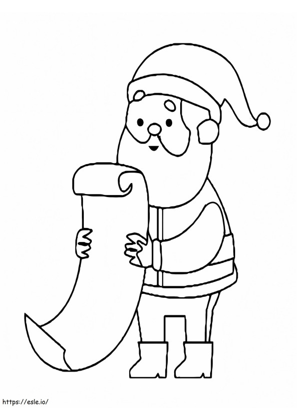 Papá Noel leyendo para colorear