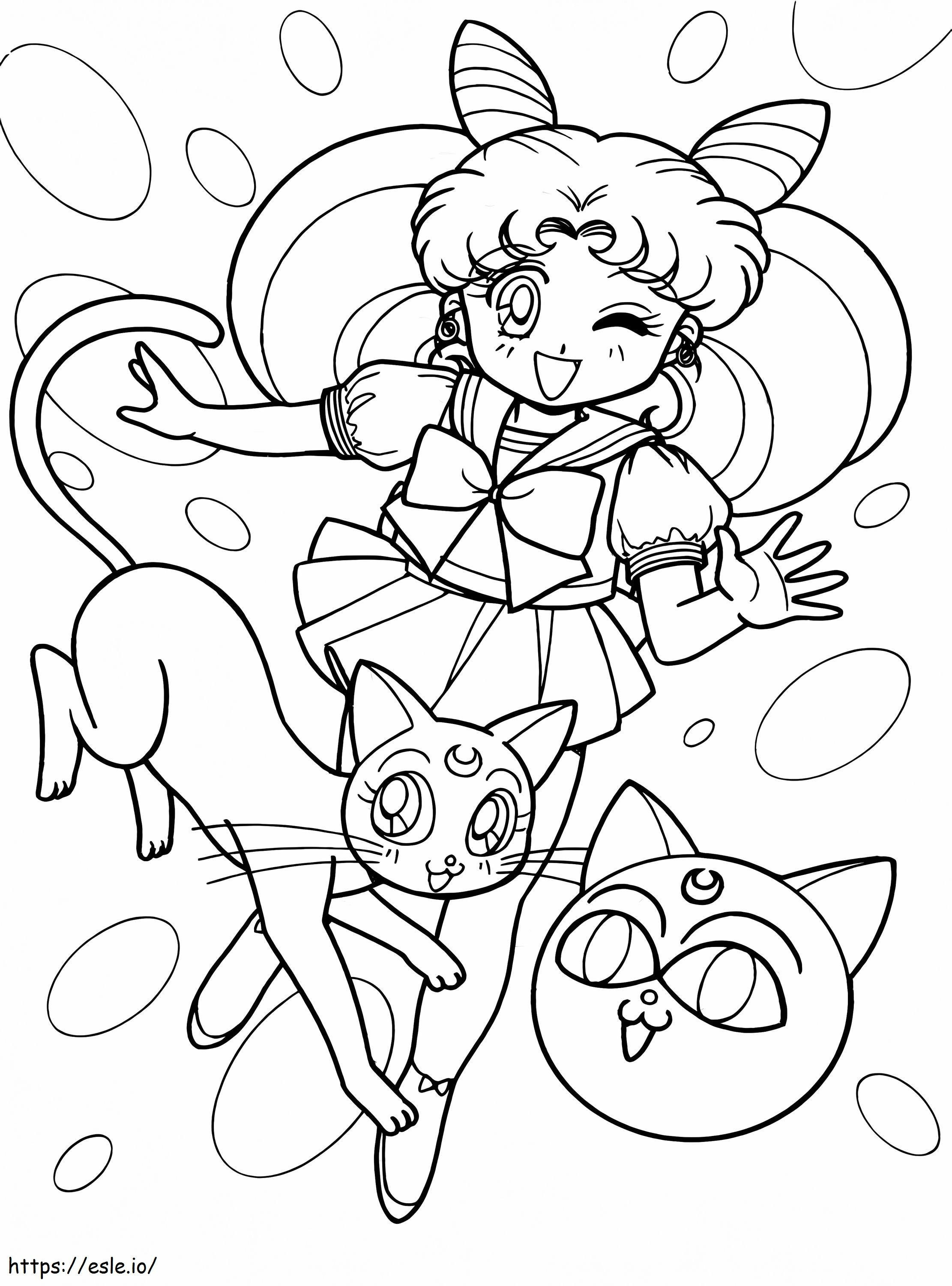 Ücretsiz Yazdırılabilir Sailor Chibiusa boyama