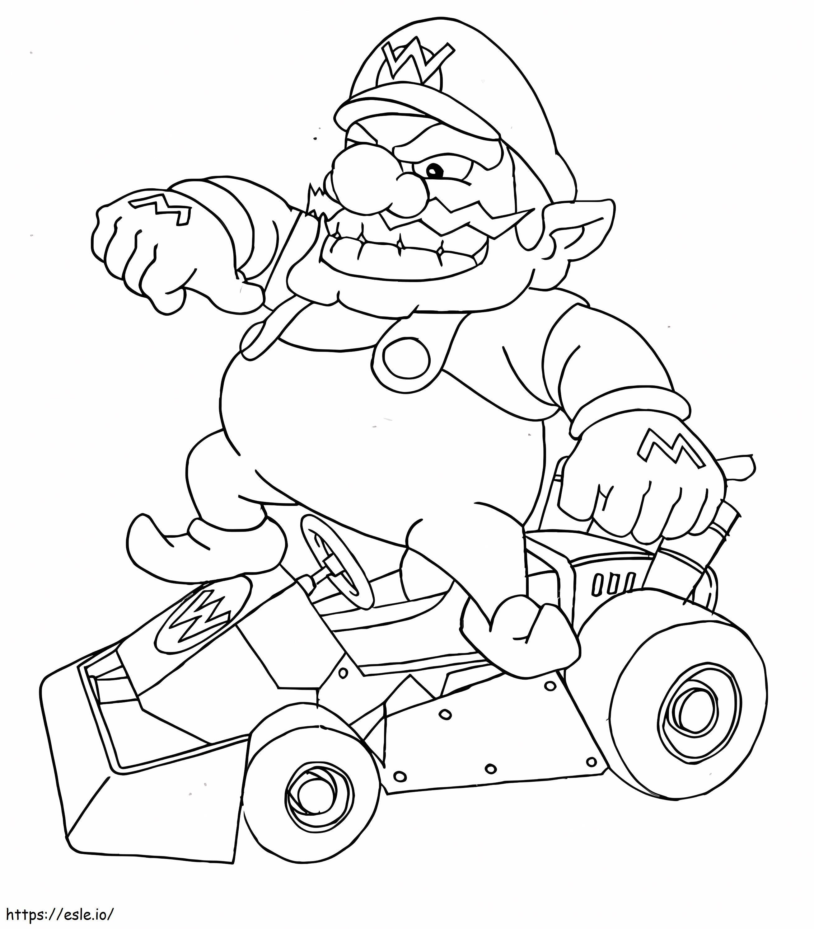 Wario In The Car coloring page