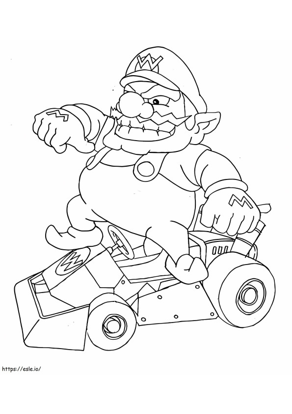 Wario In The Car coloring page