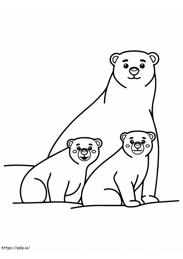 Coloriage Ours adorables Animaux de l'Arctique à imprimer dessin