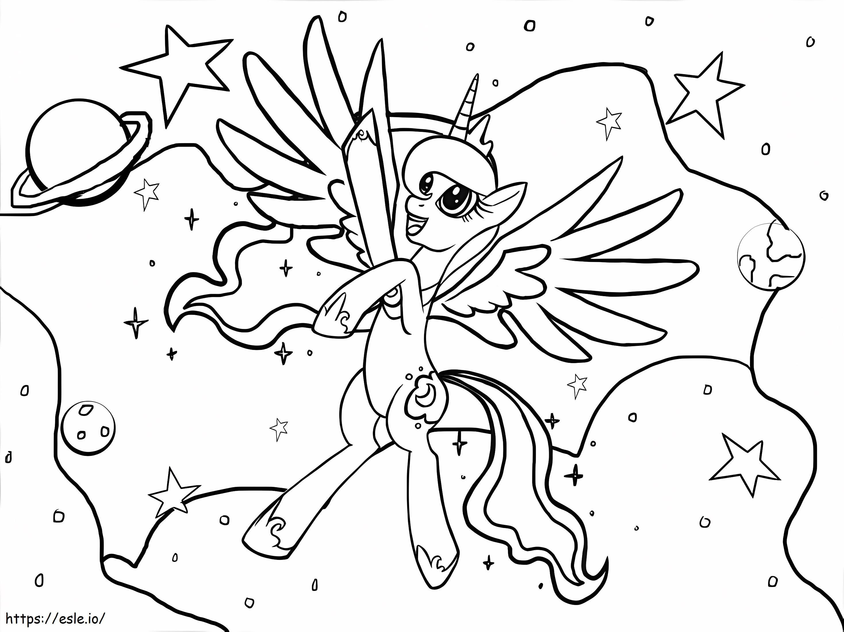 Principessa Luna nello spazio da colorare