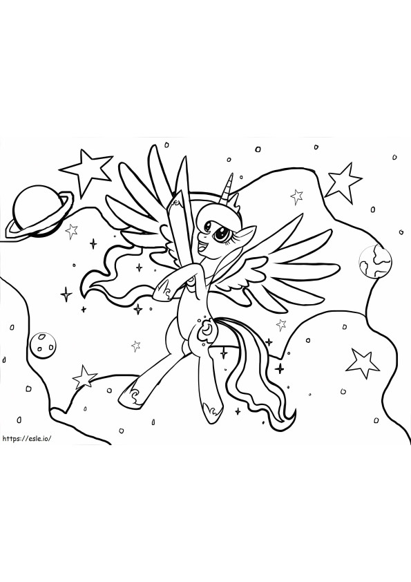 Coloriage Princesse Luna dans l'espace à imprimer dessin
