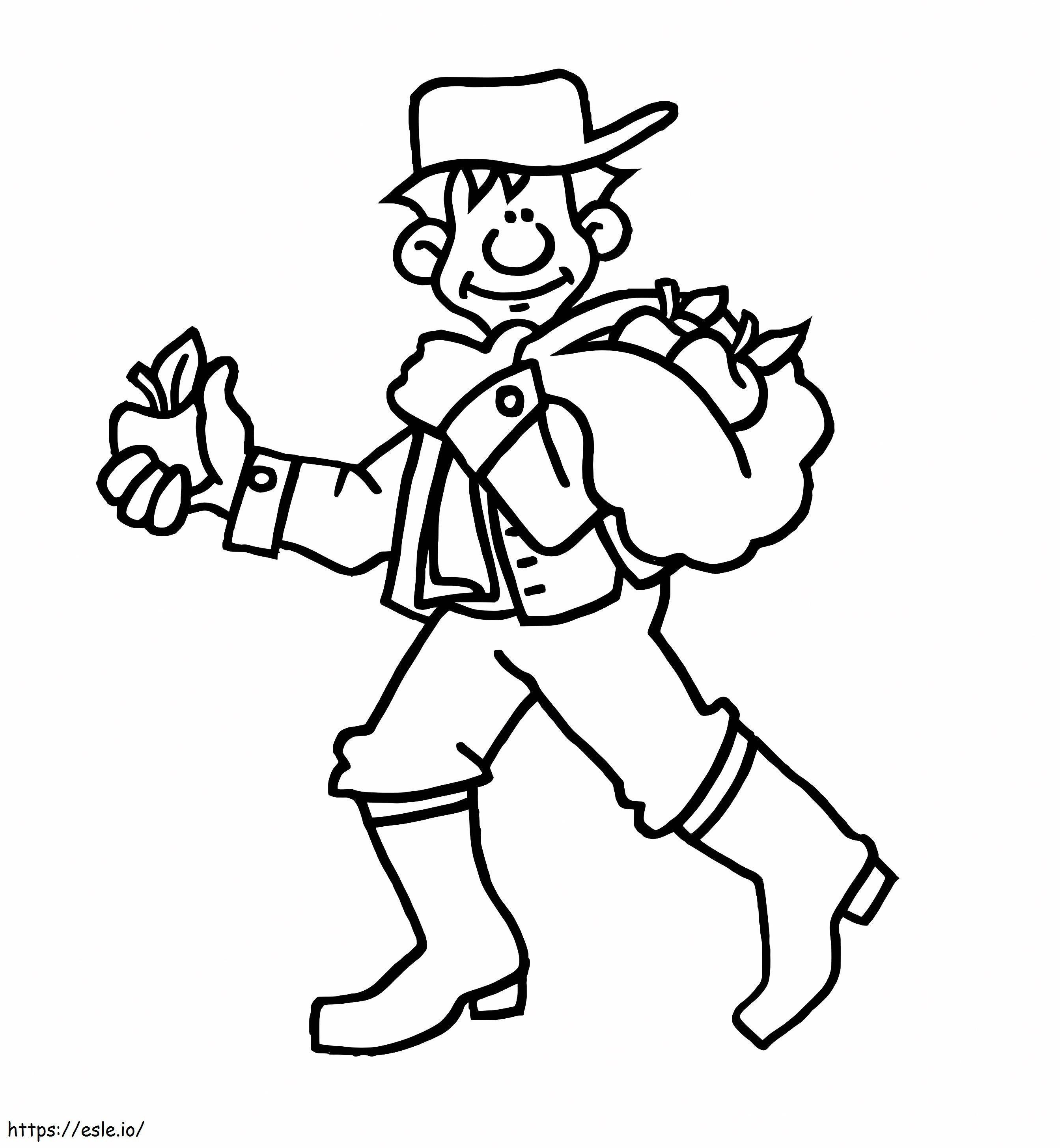 Coloriage Johnny Appleseed souriant à imprimer dessin