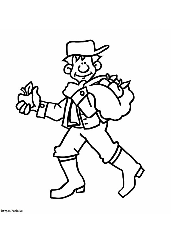 Johnny Appleseed Smiling coloring page
