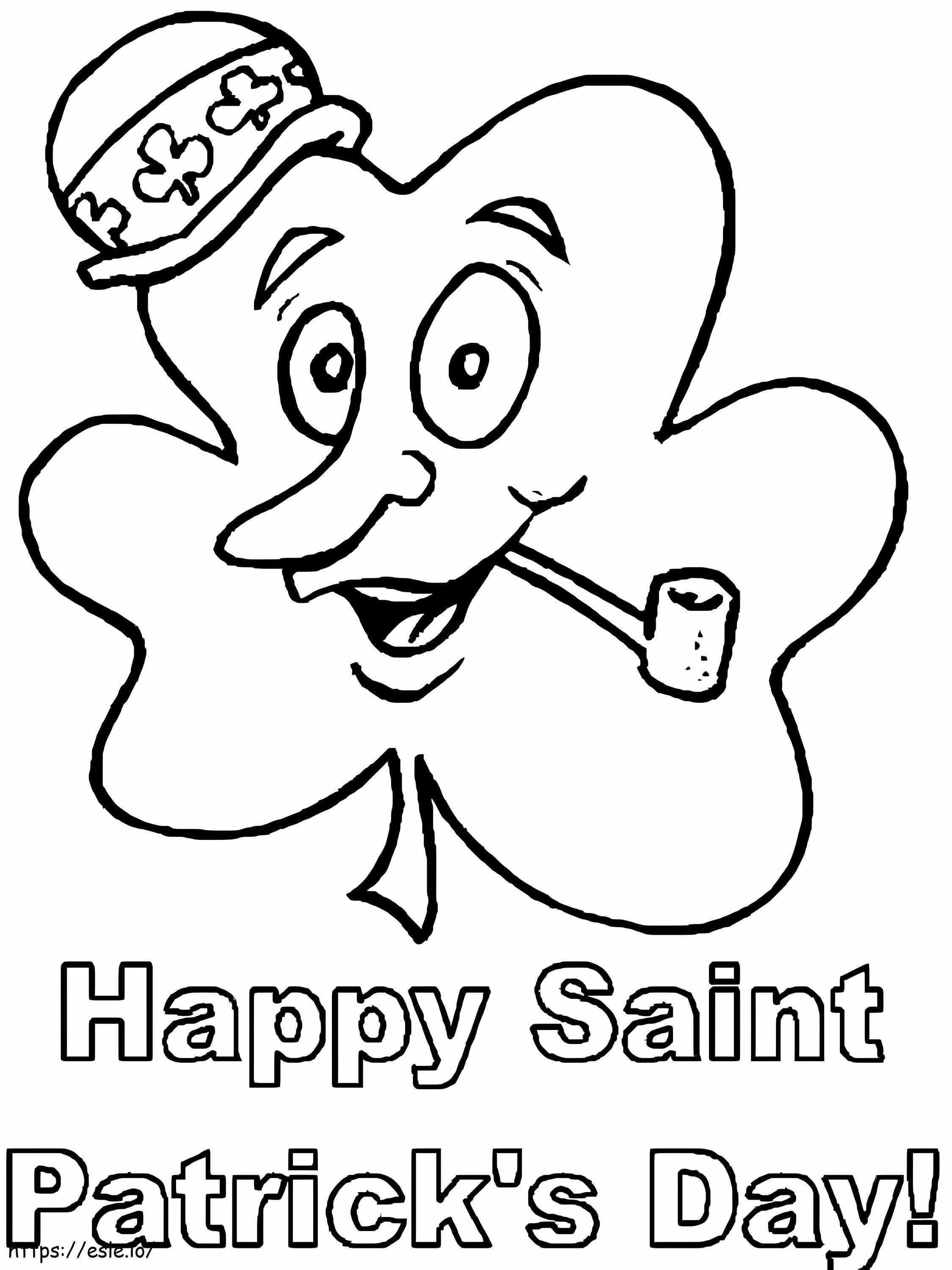 Happy Saint Patricks Day Shamrock coloring page